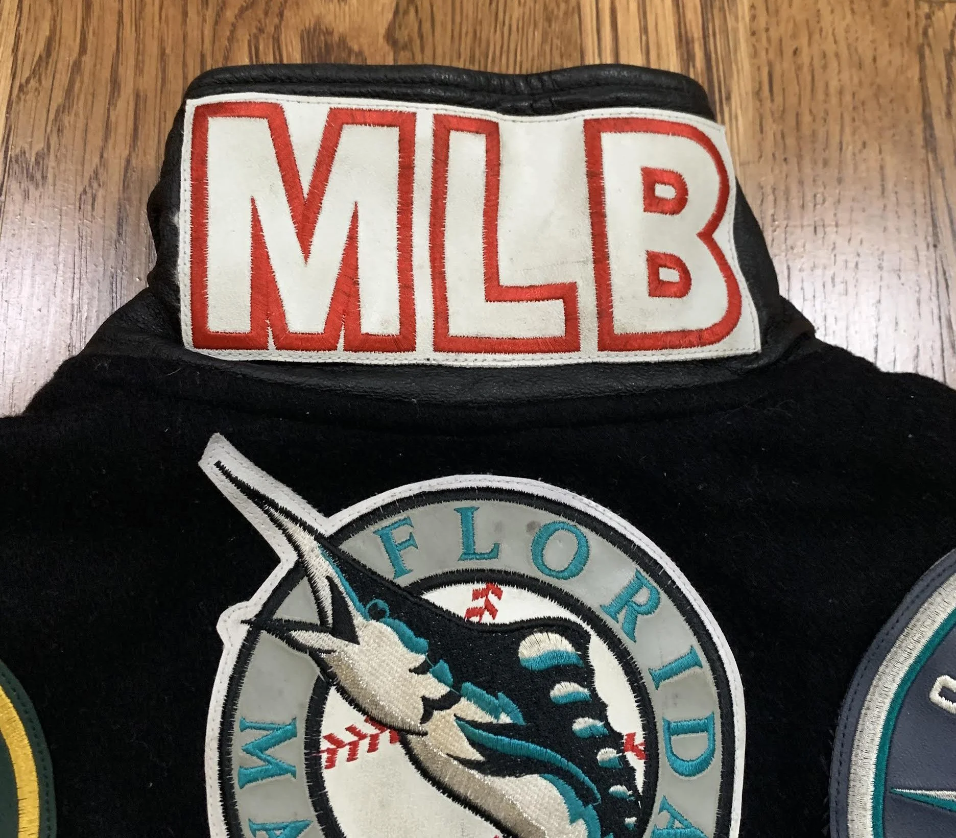 Vintage JH Design Jeff Hamilton MLB Patch Logo Black Wool Jacket